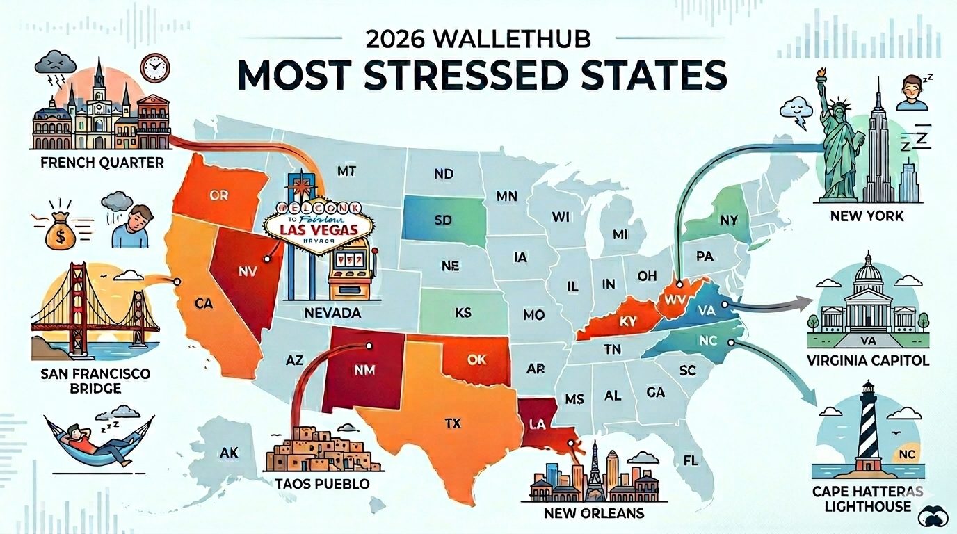 WalletHub’s 2026 Most Stressed States